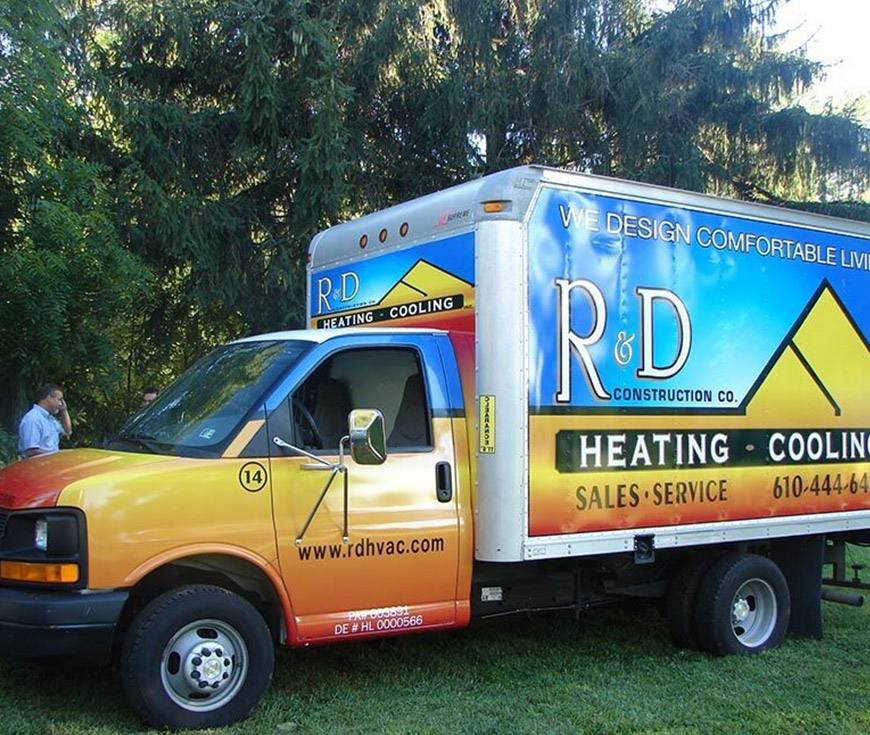 a box truck used for business showcasing Truck and Vehicle Vinyl Wraps in Westover Hills, Delaware