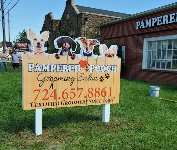 Pampered Pooch Business Signs in New Castle, PA, Boardman, OH, Wilmington, DE, and Nearby Cities