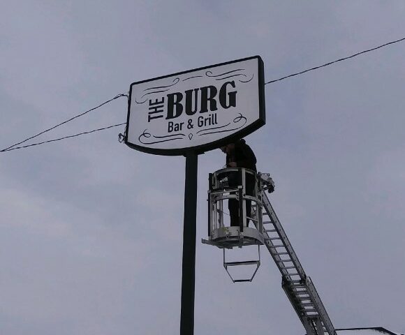 The Burg Bar & Grill's business sign and other Business Signs, Truck Wraps, and Commercial Awnings in Mt. Jackson, PA